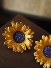 Vintage Sunflower Earrings   Gold Flower Stud Earrings For Women   Retro Jewelry