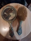 Antique Victorian Silver Plate Hand Mirror Woman In Relief Roses 10 5  Lovely 