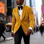 Men s Velvet Tuxedo Blazer Shawl Lapel One Button Formal Jacket Fashion Slim Fit