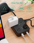 Power Strip Surge Protector - Flat Plug  Wall Mount  8 Wide Outlets With 4 Usb P