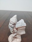 Rare Vintage German Bisque Gnome Figurine On A Hike Gold Accents