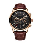 Lige Men s Luxury Chronograph Leather Strap Quartz Watch Waterproof Analog Date