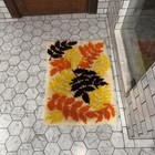 Vintage Handmade Latch Hook Rug     1970 S Leaves Rug     34 X 24 Fluffy Rug