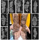 9 Sheet Henna Tattoo Stencils Reusable Self Adhesive Body Art Templates Kit