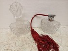 Perfume Bottle W atomizer  glass Lot Of 2-antique vintage Crystal Glass  Stopper