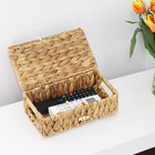 Small Basket With Lid  Wicker Storage Basket For Organizing  Rectangular Woven
