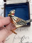 Vintage Brooch Bird Large Antique 1940s Wood Made In Tanwan Very Rare Beautiful