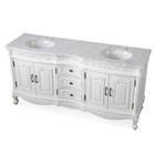 72  Carrara White Marble Top Double Sink Bath Vanity White Cabinet
