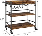 3-tier Rolling Bar Cart With Wheels   Removable Tray For Kitchen   Dining Room