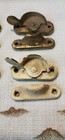 Antique Window Sash Latch Brass Locks Complete Set Of 6  National Mfg Lot3