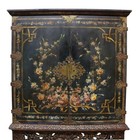 2-piece Chinoiserie Hnd Painted   Carved Floral Cabinet C1910