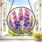 Purple Flower Stained Glass Suncatcher  Floral Window Hanging Decor