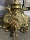 Pair Of Antique French Empire Style Brass Chenets     Ornate Lion   Griffin Motif