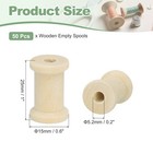 50pcs Wooden Empty Spools Unfinished Wood Thread Bobbins 1 x0 6  Natural Color 