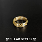 14k Gold Damascus Ring Men Wedding Band Yellow Gold Ring 8mm Damascus Steel Ring