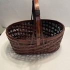 Antique American Large Mahogany Splint To-round Gathering Basket Ca1880-1910