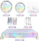402 Pcs Iridescent Party Decorations  Shiny Birthday Party Tableware Supplies