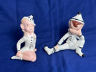 Vtg Holland Mold Pixie Elves Hand Painted Sitting Couple Figurines Statues