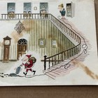 Vintage Mid-century Christmas Card Santa Vacuuming Footprints Raphael Tuck