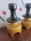 Beit Hayotser Mid Century Vintage Israeli Israel Candlestick Holders Brown Rare