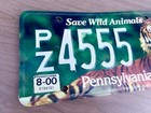 2000 Pennsylvania Tiger Zoo License Plate Save Wild Animals