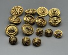 Vintage Gold Tone Lion Head Blazer Buttons Couture Military Style Shank Set