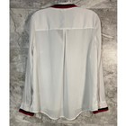 Tommy Hilfiger Women White Long Sleeve Chiffon V-neck Collared Tunic Blouse Sz S