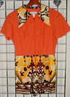 Vintage Jumper Miss Eileen Size S m 60s Tangerine Orange Yellow Brown Geometric