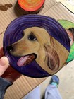 Custom Realistic Pet Portrait Painting On Round Wood Slice With Resin Finish