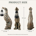 Solar Dog Garden Statue  17 7 Inch Greyhound With Lantern Bronze 17 7in