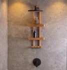 Solid Teak Hanging Shower Caddy  Waterproof  Multi-shelf  No-drill Hang 