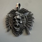 Head Skull Skeleton Pendant Necklace Gothic Biker Chain 24  Tribal Viking Punk