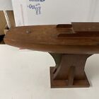 Large 20th Century Vintage Modernist Wood Brass Model Pond Boat   Yacht