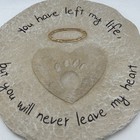 Pet Memorial Stone Indoor Outdoor Grave Marker Cat Dog Heart With Paw Engraved
