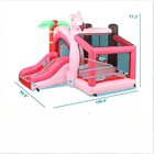 Flamingo Bounce House With Slide  Ball Pit   Basketball Hoop For Kids