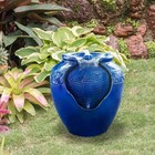Teamson Home Outdoor Glazed Pot Floor Fountain With Led Lights For Garden  Blue