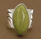 Jay King Sterling Silver Olive Green Jasper Wide Band Ring size 6 retired 