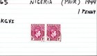 Nigeria 1944 Sc65 Kgvi 1 Pence Used Pair