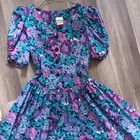 Vtg 90s Dark Floral Romance Dress Smw 11 12  Purple Black Fairy Whimsigoth Boho 