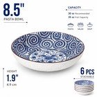 Pasta Bowls Set Of 6  35oz Wide Shallow Dinner Bowls For Soup  Salad  Noodles