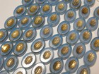 8 14x11mm Blue Opal With Gold Czech Glass Starburst Oval Kiwi Beads