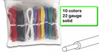 Wk-100bkx Hook-up Wire -solid-22 Gauge-100 Ft -10 Assorted Colors - Made In Usa