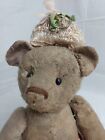 Antique 14  Teddy Bear Early Mohair Shoe Button Eyes Replacement Arm Floral Hat
