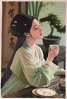 Chinese Hand Painted Canvas Oil Painting Beautiful Woman By Leng Jun        20482