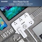 Surge Protector Power Strip - 6 Widely Spaced Outlets With 4 Usb Fast Charge    