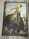 Vtg Mid Century Western Art Prints Pair Cowboy Bucking Bronco Rare Color Variant