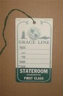 1960 s Grace Line Cruise Ship Caribbean South America Stateroom Luggage Hang Tag