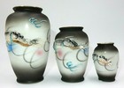 Set Of 3 Antique Japan Porcelain Matching Moriage Dragonware Vases 