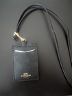Coach Id Badge Lanyard W  Card Slot In Crossgrain Leather - Black gold Set Of 2
