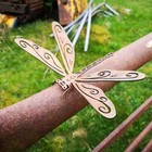 Rustic Metal Dragonfly Garden Stake - Wall Mountable Outdoor Yard Art Decor